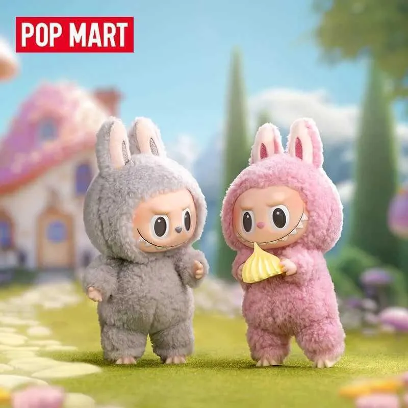 Pop Mart pink and gray labubu